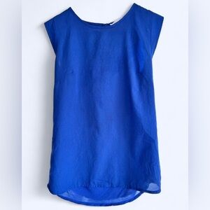 French Connection Womens Navy Blue Cap Sleeve Preppy Casual Blouse Top XS